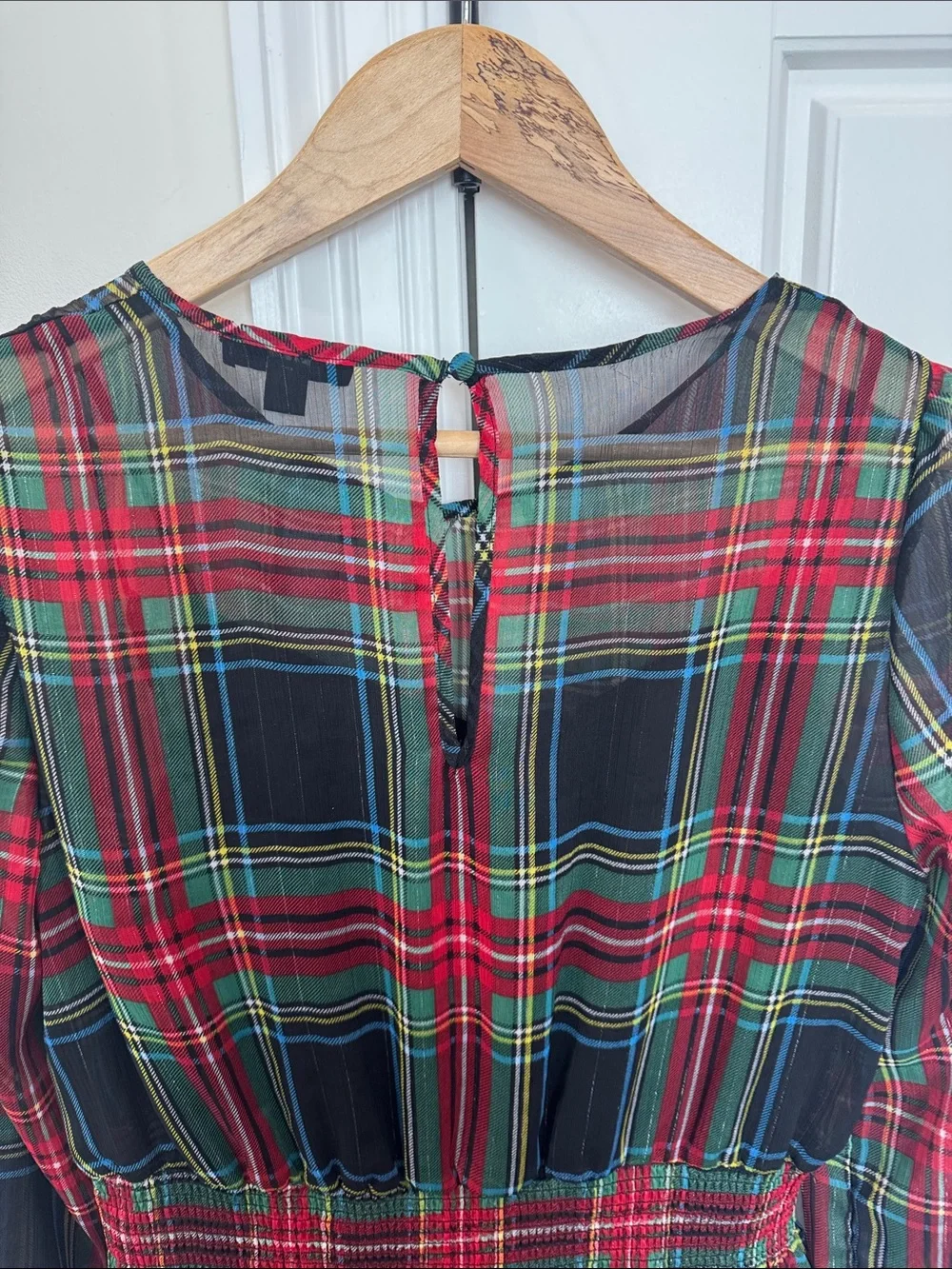 J. Crew Women’s Holiday Christmas Plaid Dress Dully Lined Sheer Overlay, Medium